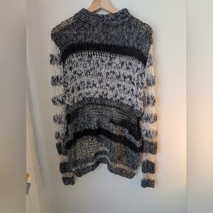 Zara Black and Gray Knit Turtleneck Sweater